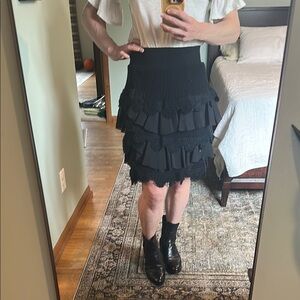 Anthro Elegant Black Tiered Skirt XS
